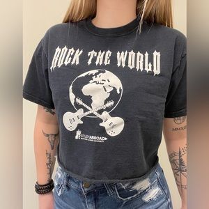 Cropped black guitar t-shirt